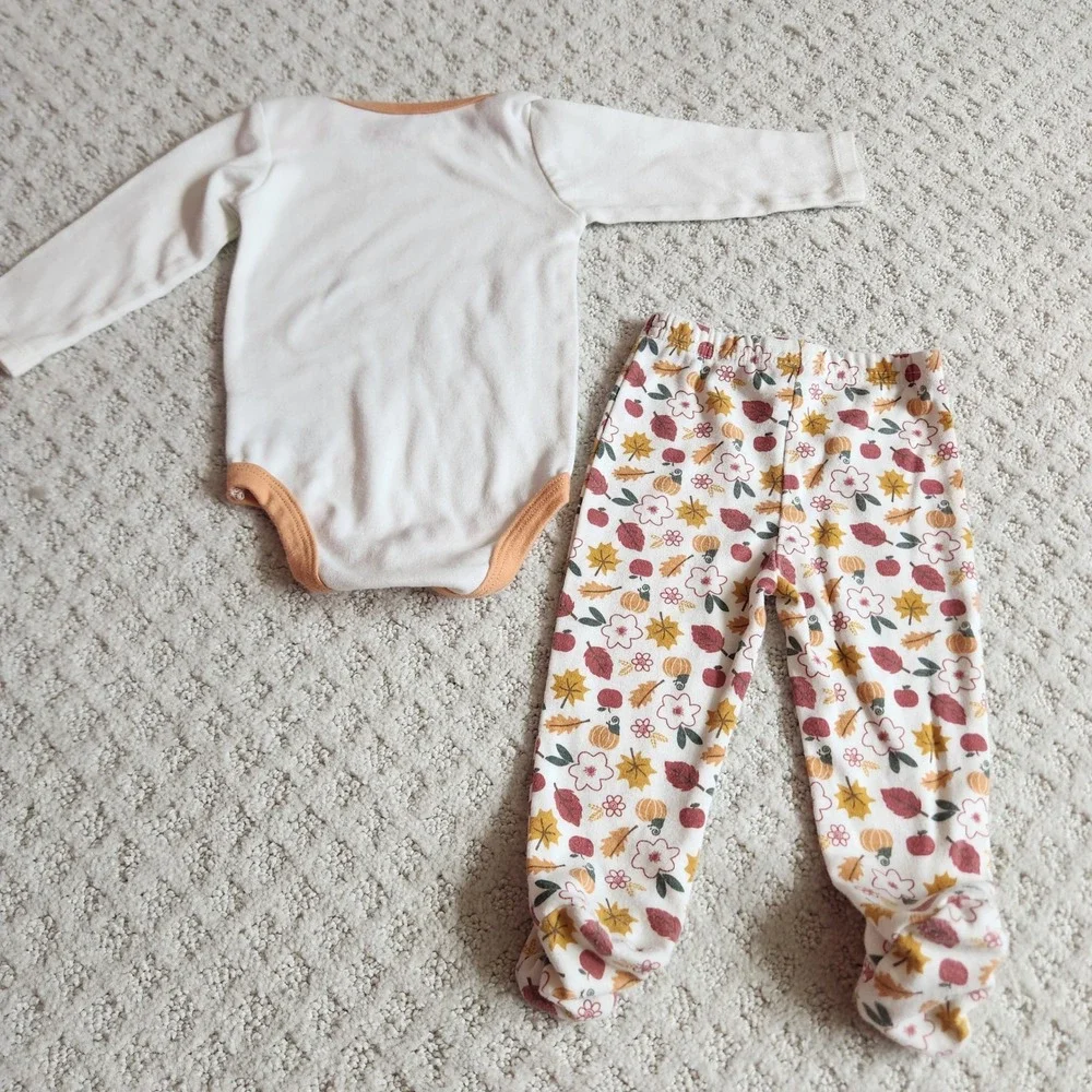 Chickpea 6-9M Thanksgiving Bodysuit Footed Pants Set Everyone is Thankful for Me